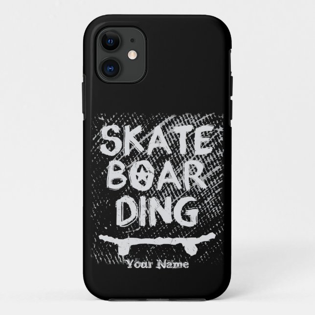 Hinzufügen von Namen Scratched Skateboarding Case-Mate iPhone Hülle (Rückseite)
