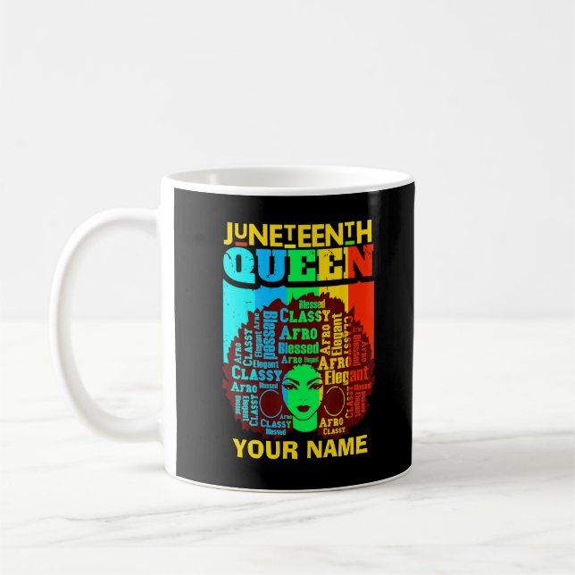 Hinzufügen von Namen Text Juneteente Black Queen A Kaffeetasse (Links)