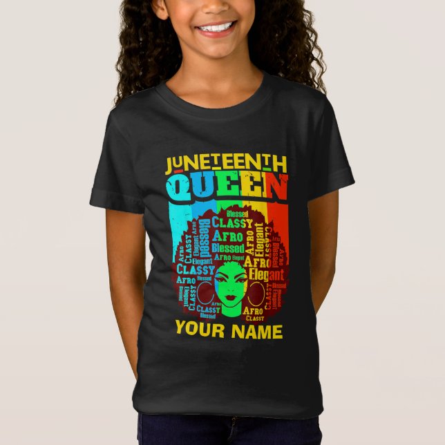 Hinzufügen von Namen Text Juneteente Black Queen A T-Shirt (Vorderseite)