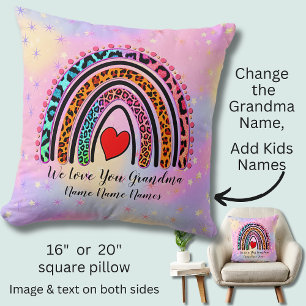 Hinzufügen von Namen Text Oma Heart Boho Rainbow L Kissen