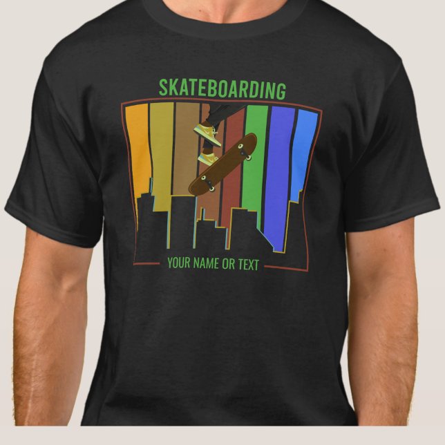 Hinzufügen von Namen Text Skateboarding auf urbane T-Shirt (Von Creator hochgeladen)