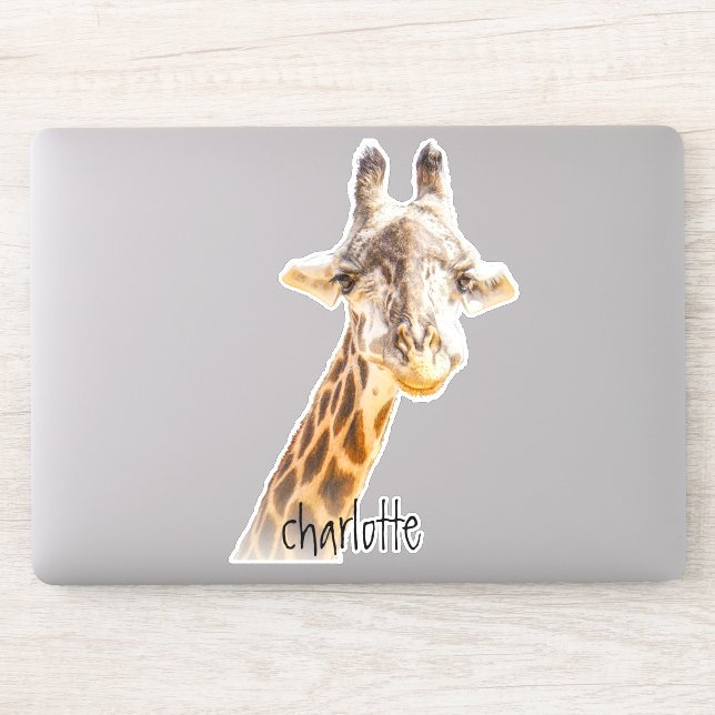Hinzufügen von Namensgrennen Niedliche Giraffe Fot Aufkleber (Computer)