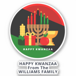 Hinzufügen von Namenstext, Kwanzaa Candles Geschen Aufkleber