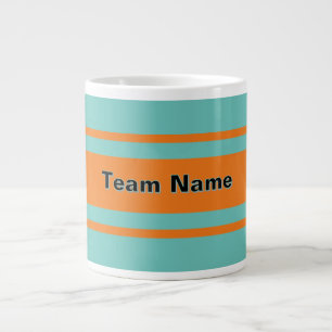 Hinzufügen von Teamnamen Aqua und Orange Sports Te Jumbo-Tasse