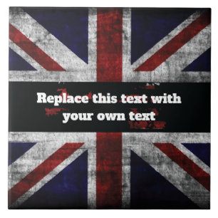 Hinzufügen von Text auf englischer Flagge Throw-Ki Fliese