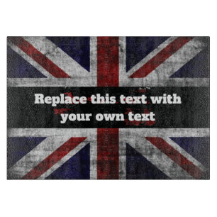 Hinzufügen von Text auf englischer Flagge Throw-Ki Schneidebrett