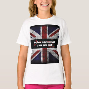 Hinzufügen von Text auf englischer Flagge Throw-Ki T-Shirt
