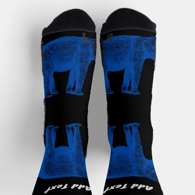 Hinzufügen von Text Blue Color Elephant-Image-Crew Socken (Oben)