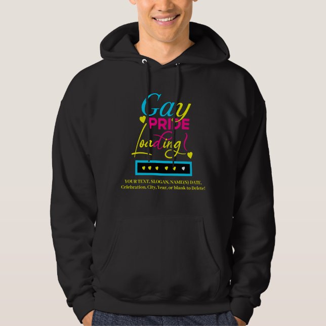 Hinzufügen von Text, Gay Pride, Blau, Rosa, Schwar Hoodie (Vorderseite)