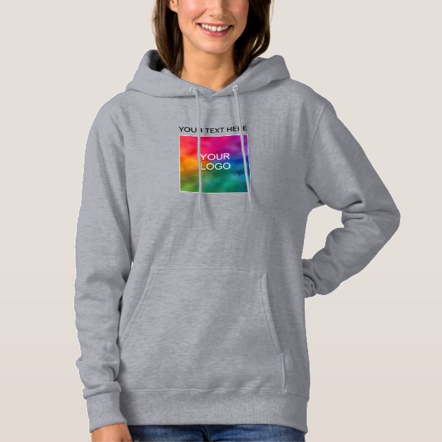 Hinzufügen von Text- oder Namenslogo-Womens, grau, Hoodie (Vorderseite)