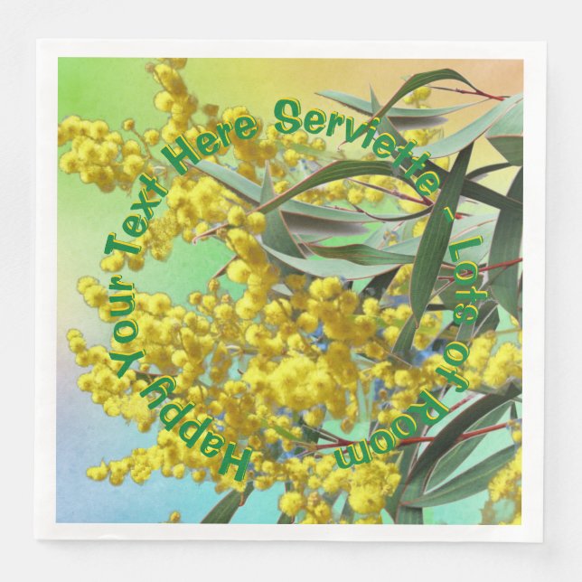 Hinzufügen von Text-Wattle & Gum-Blätter Aussie Serviette (Vorderseite)