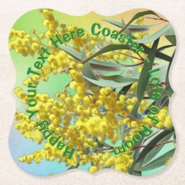 Hinzufügen von Text-Wattle & Gum-Blätter Aussie Untersetzer