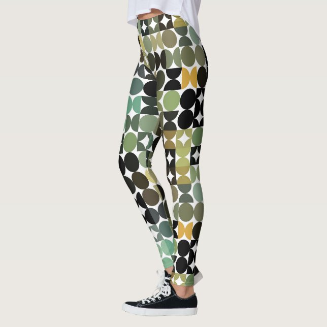 Hip Abstract Half Circles Industrial Fusion Art Leggings (Links)