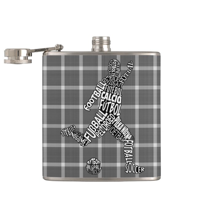 Hip Flask in den Sprachen des Fußballspielers Flachmann (Geöffnet)
