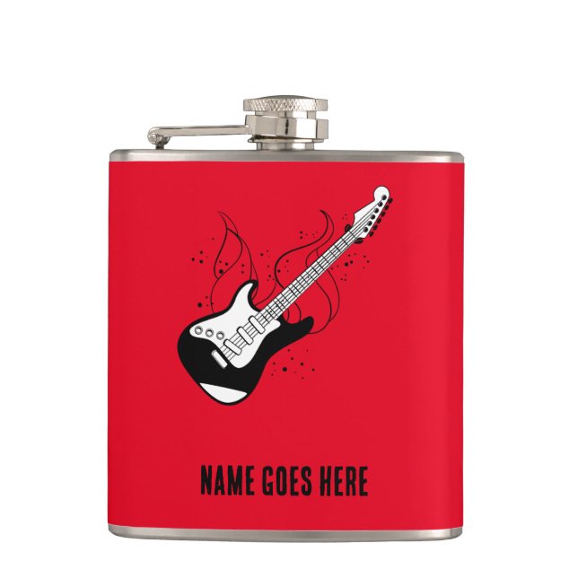 Hip Flask mit Gitarre - Name anpassen Flachmann (Vorderseite)