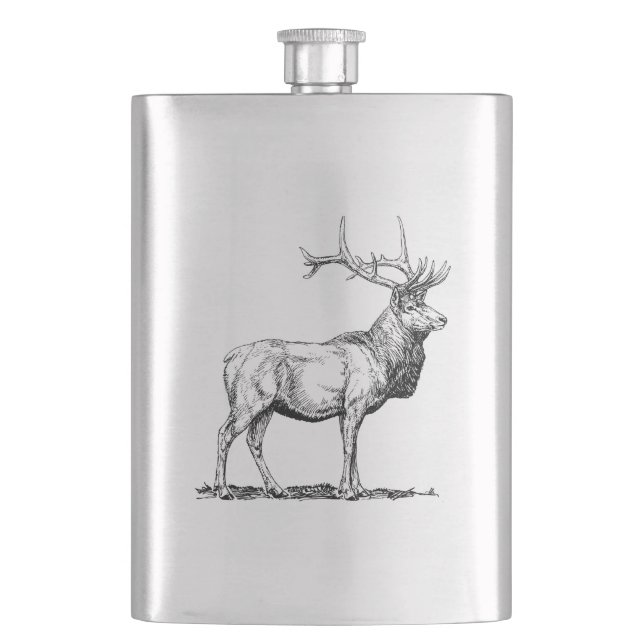 Hip flask with Deer / Flachmann mit Hirsch (Vorderseite)