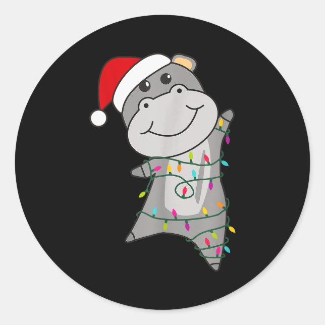 Hip Happy Christmas Fairy Lights Sweet Animals Hip Runder Aufkleber (Vorderseite)