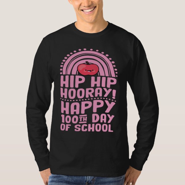 Hip Hip Hooray Happy 100th Day of School Bohemian T-Shirt (Vorderseite)