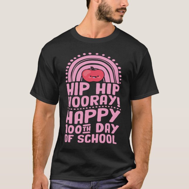 Hip Hip Hooray Happy 100th Day of School Bohemian T-Shirt (Vorderseite)