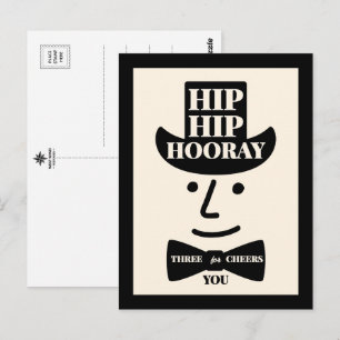 Hip Hip Hurra Drei Hochs auf dich Typografie Postkarte