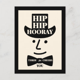 Hip Hip Hurra Drei Hochs auf dich Typografie Postkarte