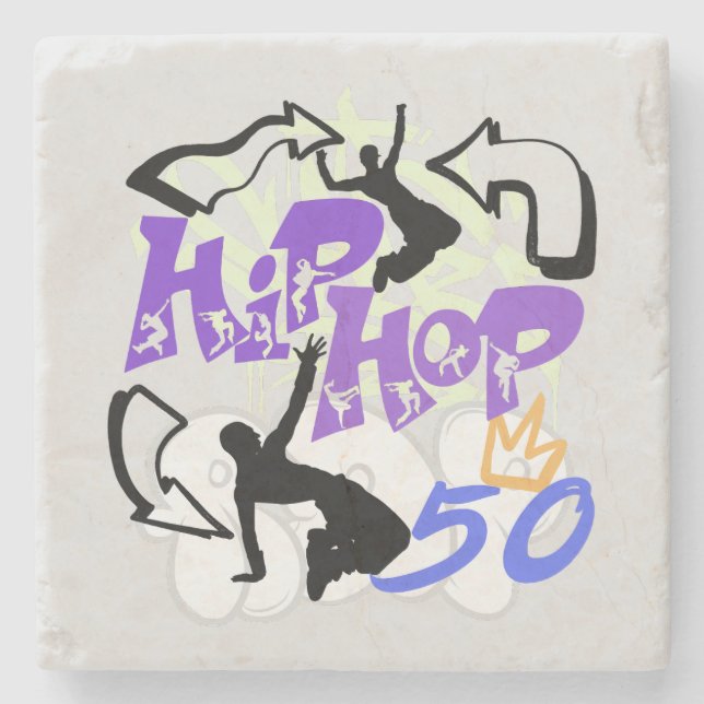 Hip Hop 50.w Steinuntersetzer (Vorderseite)