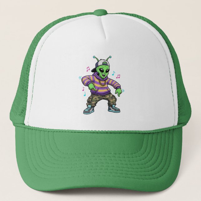 Hip Hop Alien Hat Truckerkappe (Vorderseite)