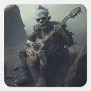 Hip Hop Art Zombie spielen E-Gitarre Quadratischer Aufkleber