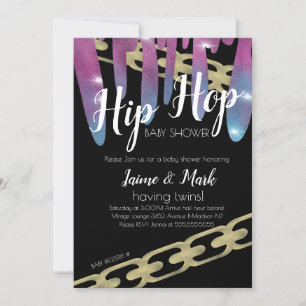 Hip Hop Baby Shower Faux Glitter Rosa Tropfend Einladung