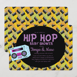 Hip-Hop-Baby-Shower-Party-Kassetten- Boombox Einladung