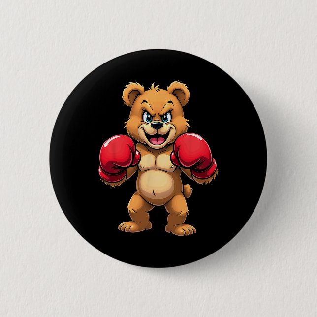 Hip Hop Bär Boxen Kickboxen  Button (Vorderseite)