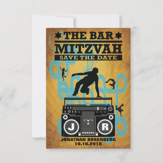 Hip Hop Bar Mitzvah Save the Date (Vorderseite)