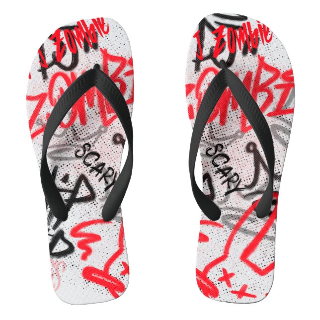 Hip Hop Beängstigend Street Graffiti  Flip Flops (Fußbett)