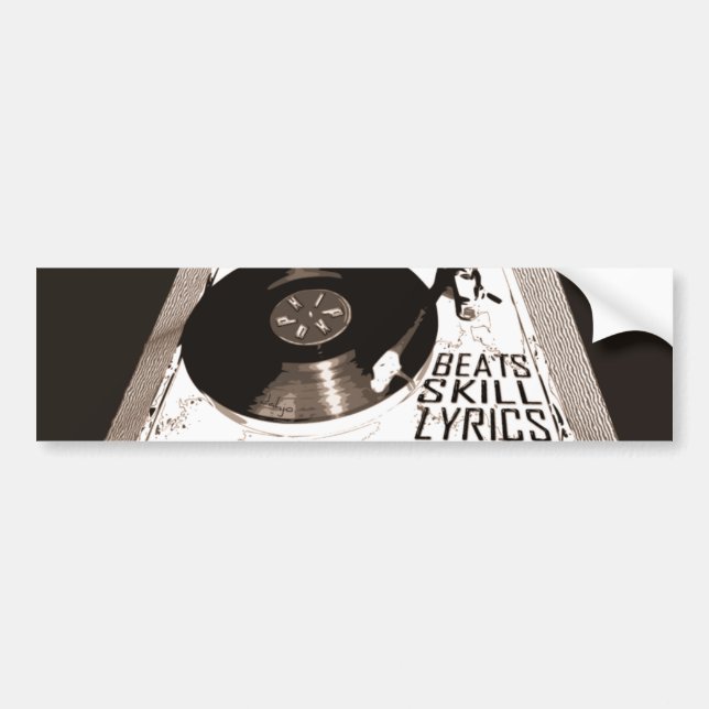 HIP HOP BEATS SKILL TEXTE AUF TURNTABLE AUTOAUFKLEBER (Vorne)