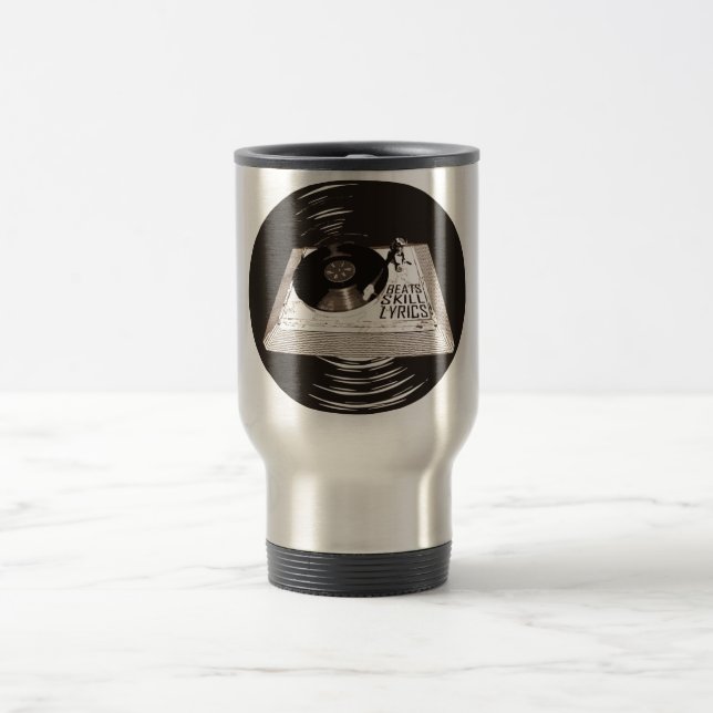 HIP HOP BEATS SKILL TEXTE AUF TURNTABLE REISEBECHER (Mittel)