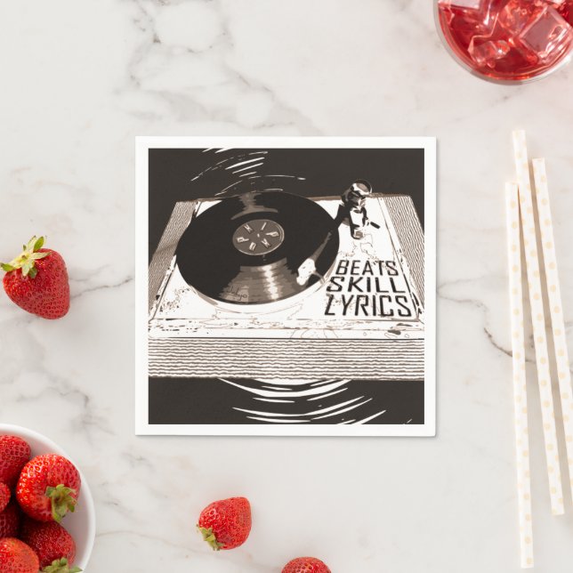 HIP HOP BEATS SKILL TEXTE AUF TURNTABLE SERVIETTE (Beispiel)