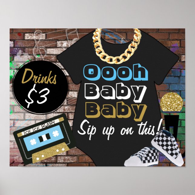 Hip Hop {BOY} Baby Shower-Oooh Baby Baby-Bar-Zeich Poster (Vorne)