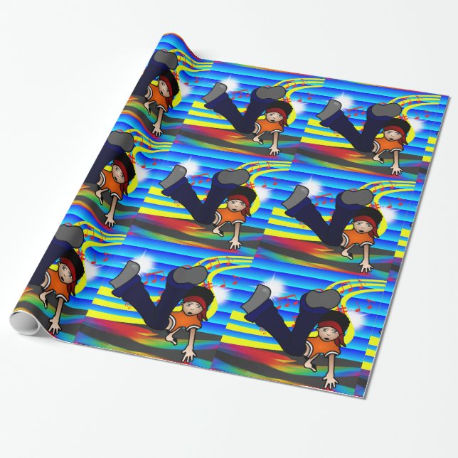 Hip-Hop-Breakdance-Kind Geschenkpapier (Ungerollt)