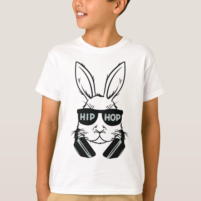 Hip Hop Bunny Boy Osterkaninchen Sonnenbrille T-Shirt (Vorderseite)