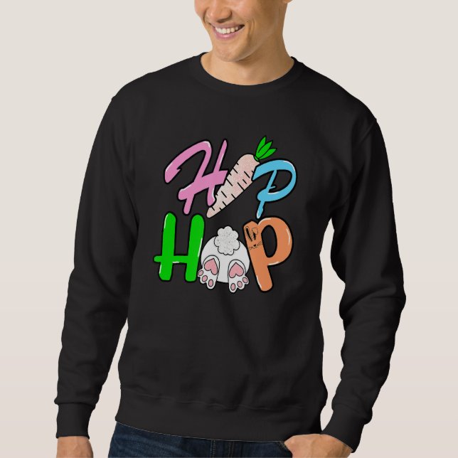 Hip Hop Bunny Niedlich Oaster Apparel Sweatshirt (Vorderseite)