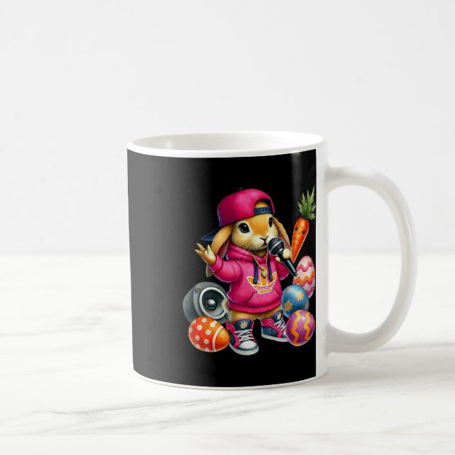 Hip Hop Bunny Oaster Eggs Mikrofon Vibe Kaffeetasse (Rechts)