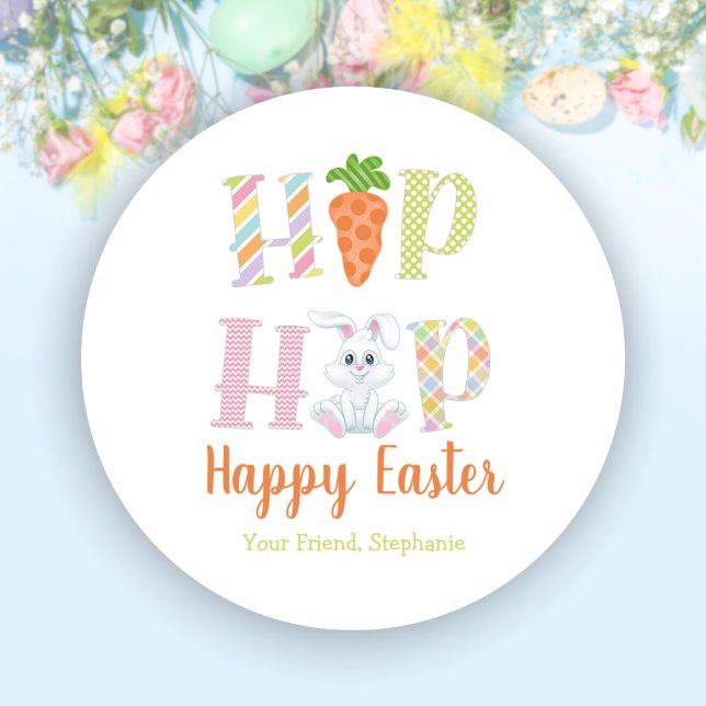Hip Hop Bunny Osterfest Niedliche Leckerei Beutel  Runder Aufkleber (Hip Hop Bunny Easter Cute Treat Bag Stickers)
