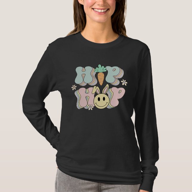 Hip Hop Bunny Smile Face Cute Retro Groovy Rabbit  T-Shirt (Vorderseite)