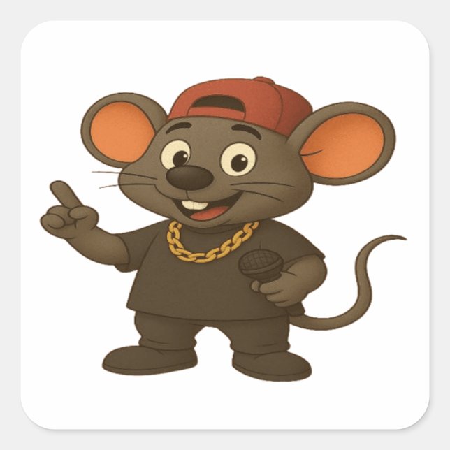 Hip Hop Cartoon Mouse Rapper Sticker (Vorderseite)