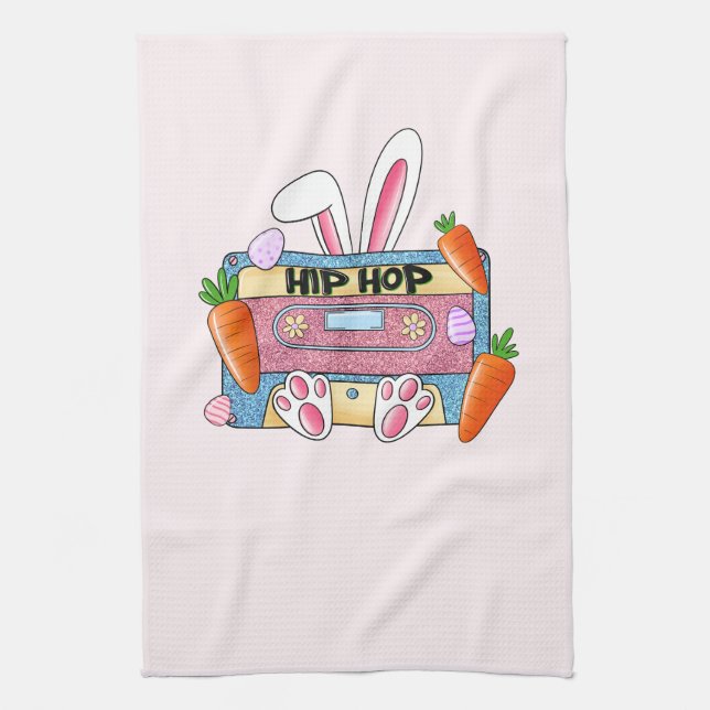 Hip Hop Cassette Tape Bunny Geschirrtuch (Vertikal)