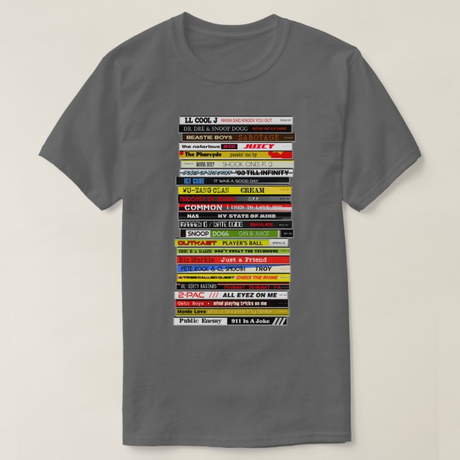 Hip-Hop-CD-Stack der 90er Jahre T-Shirt (Design vorne)