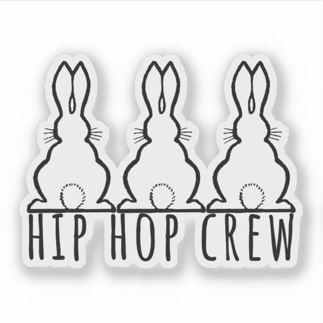 Hip Hop Crew Cute Bunny Rabbits Aufkleber (Vorderseite)
