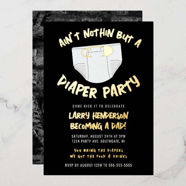 Hip Hop Diaper-Party Folieneinladung (Vorderseite/Rückseite)