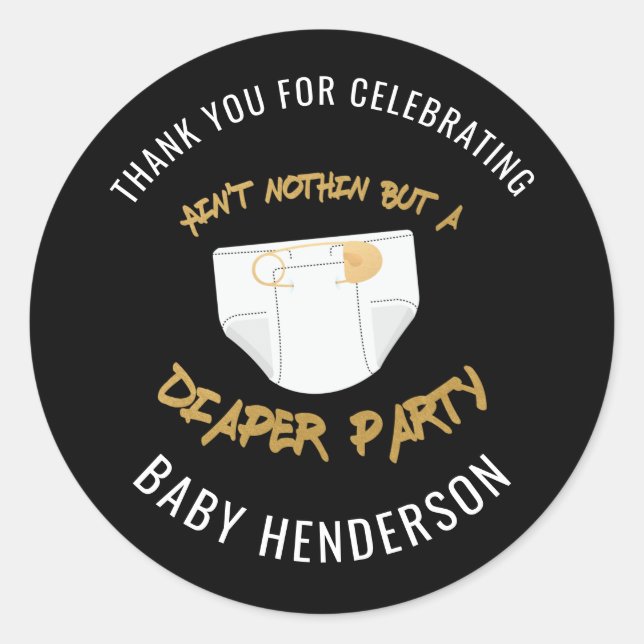 Hip Hop Diaper Party Thank You Stickers (Vorderseite)