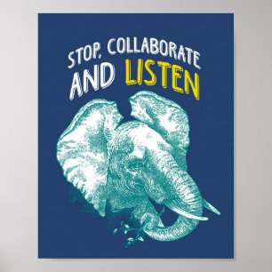 Hip Hop Elefant Poster Kunst Druck 8x10
